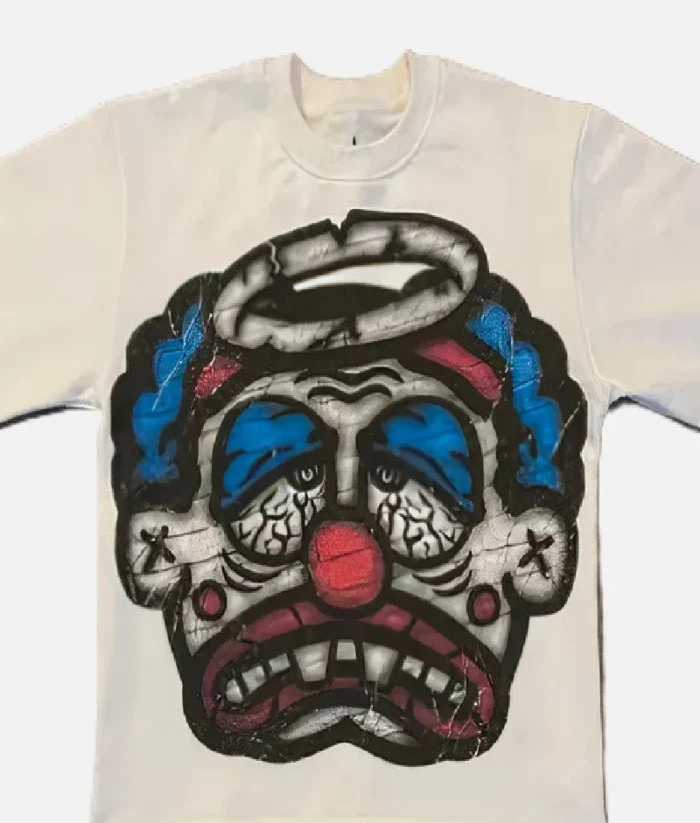 Billionaire Studios Sad Jocker Face Blue Logo Tee Cream (1)